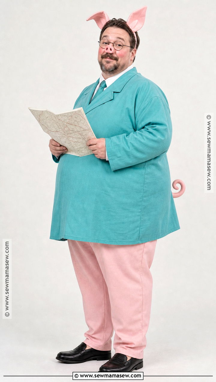 Daddy Pig Costume With Teal Shirt And Glasses - 30 peppa pig costume ideas