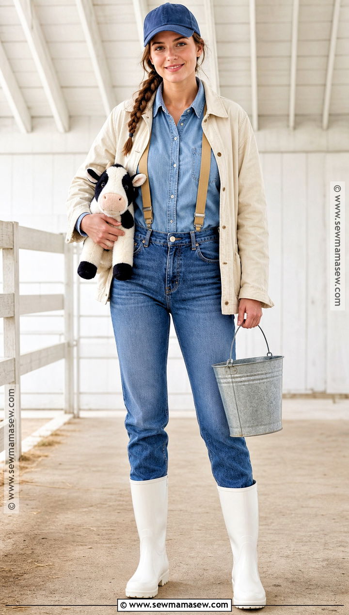 Dairy Farmer Costume With Milk Pail - 30 farmer costume ideas for women