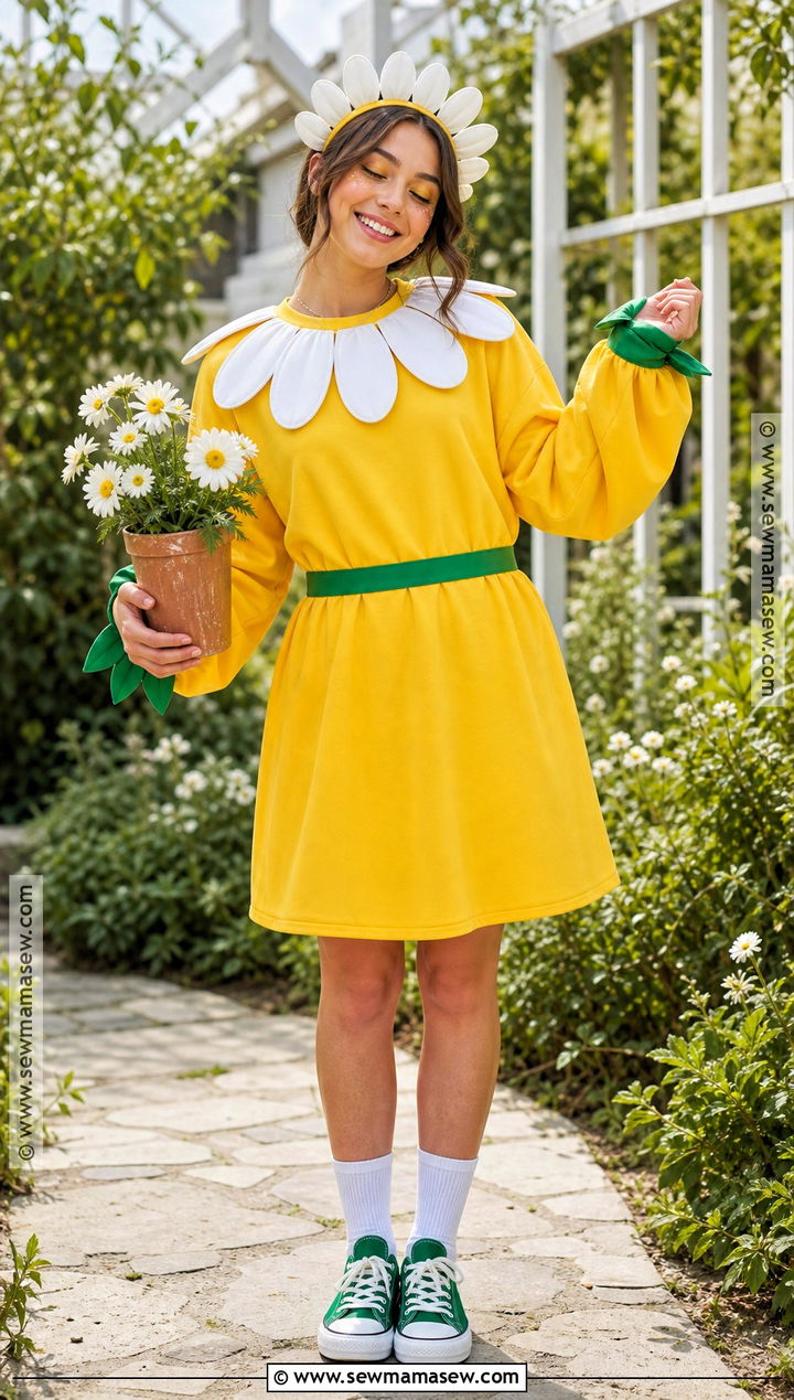 Daisy Costume With White Petal Collar - 30 Nature Costume Ideas