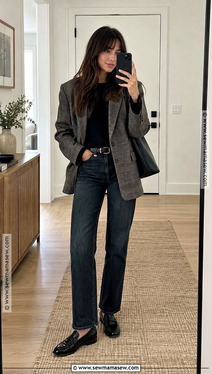 Dakota Johnson Blazer And Dark Denim Outfit - 15 fall celebrity outfits
