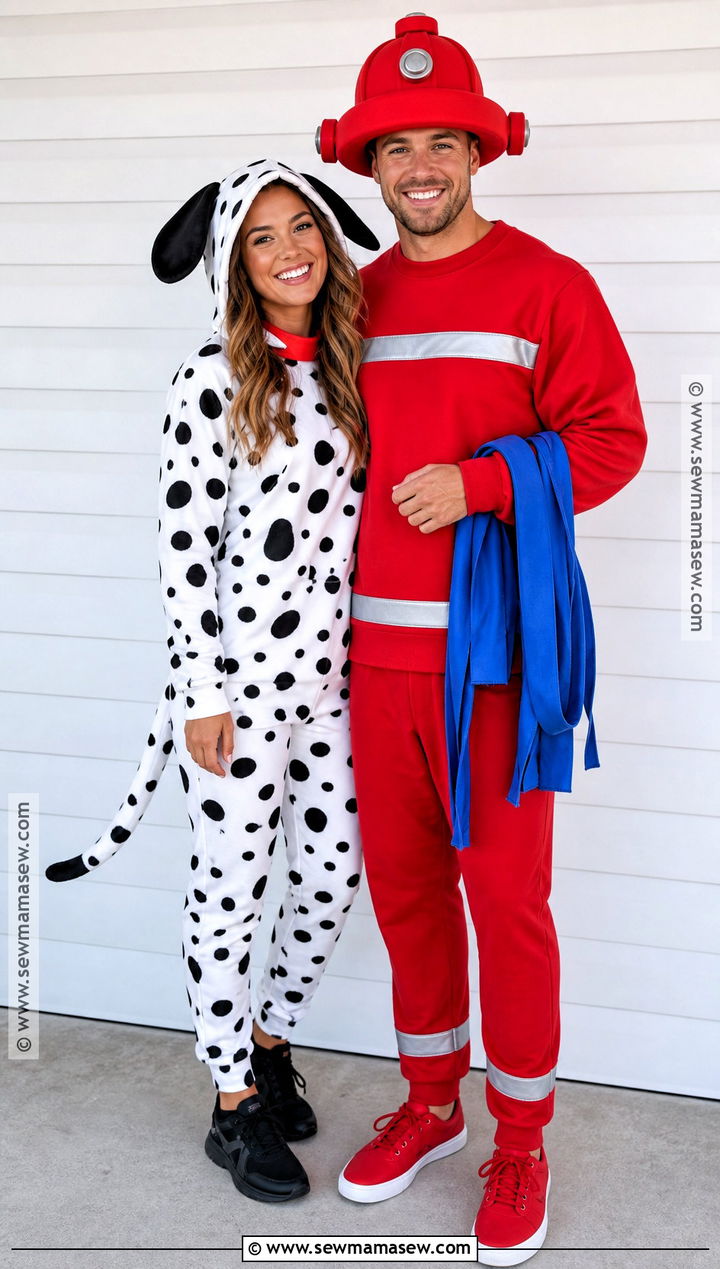 Dalmatian And Fire Hydrant Couple Costume - 30 dalmatian halloween costume ideas
