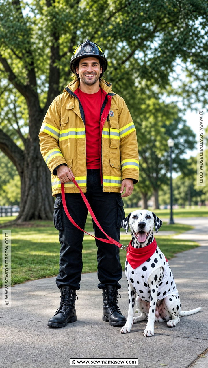 Dalmatian Dog And Owner Firefighter Costume - 35 dalmatian and firefighter costume ideas