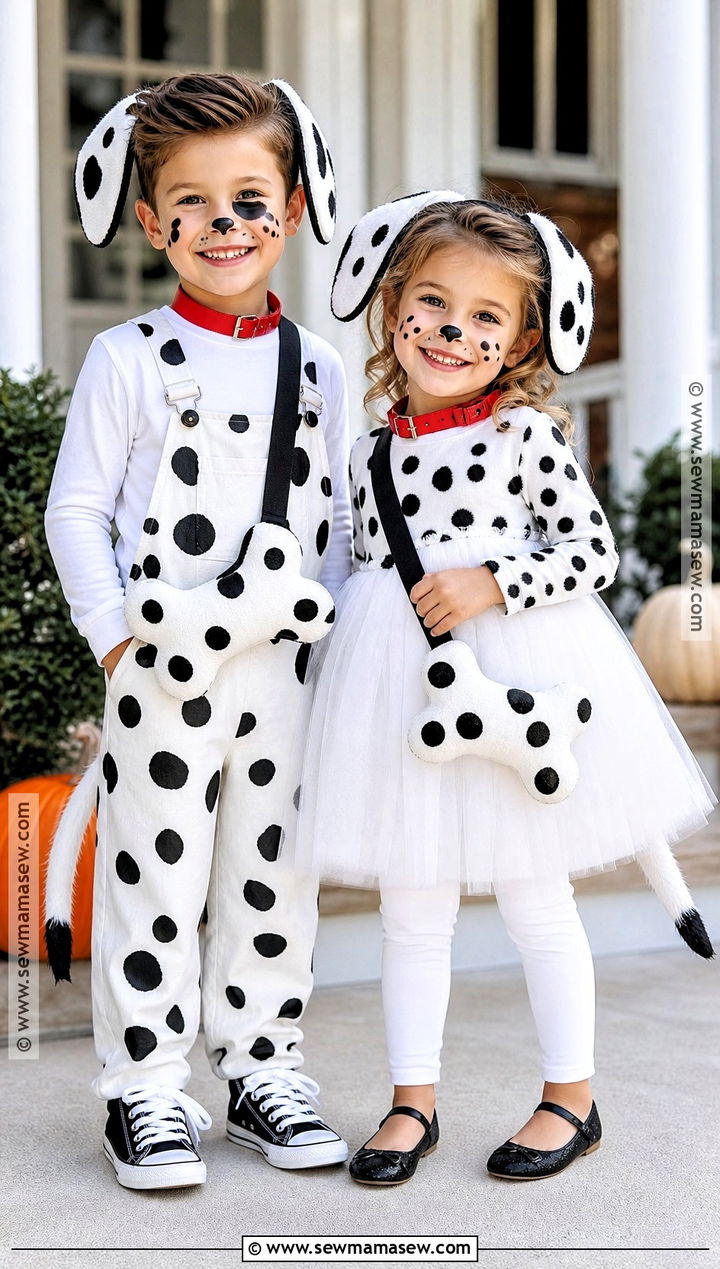 Dalmatian Sibling Duo Costume - 30 dalmatian halloween costume ideas