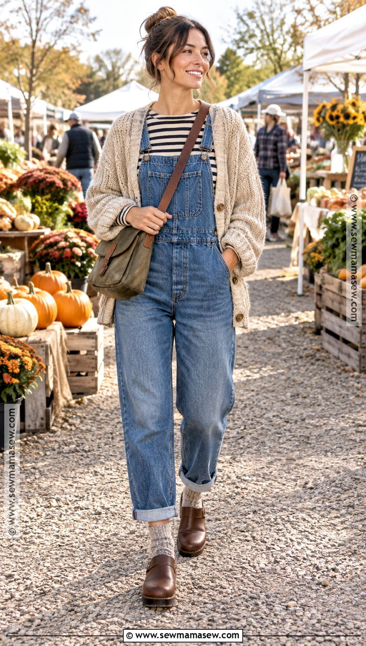 Dansko Clogs With Overalls And Striped Shirt - 15 dansko clogs outfit fall ideas