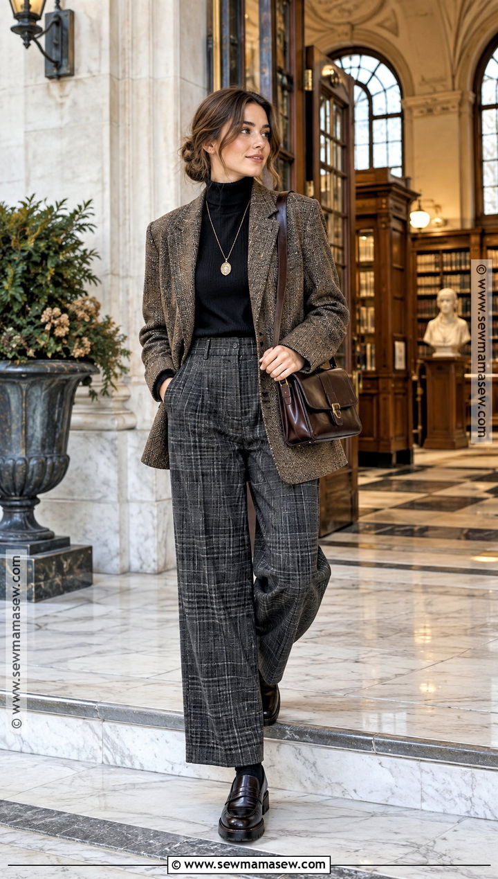 Dark Academia Blazer And Plaid Trousers Outfit - 25 alt fall outfits