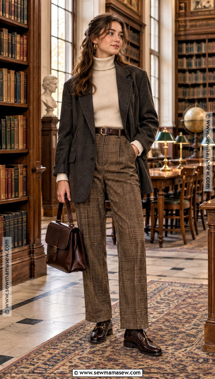Dark Academia Blazer And Trousers Outfit - 15 back to school outfit aesthetic ideas