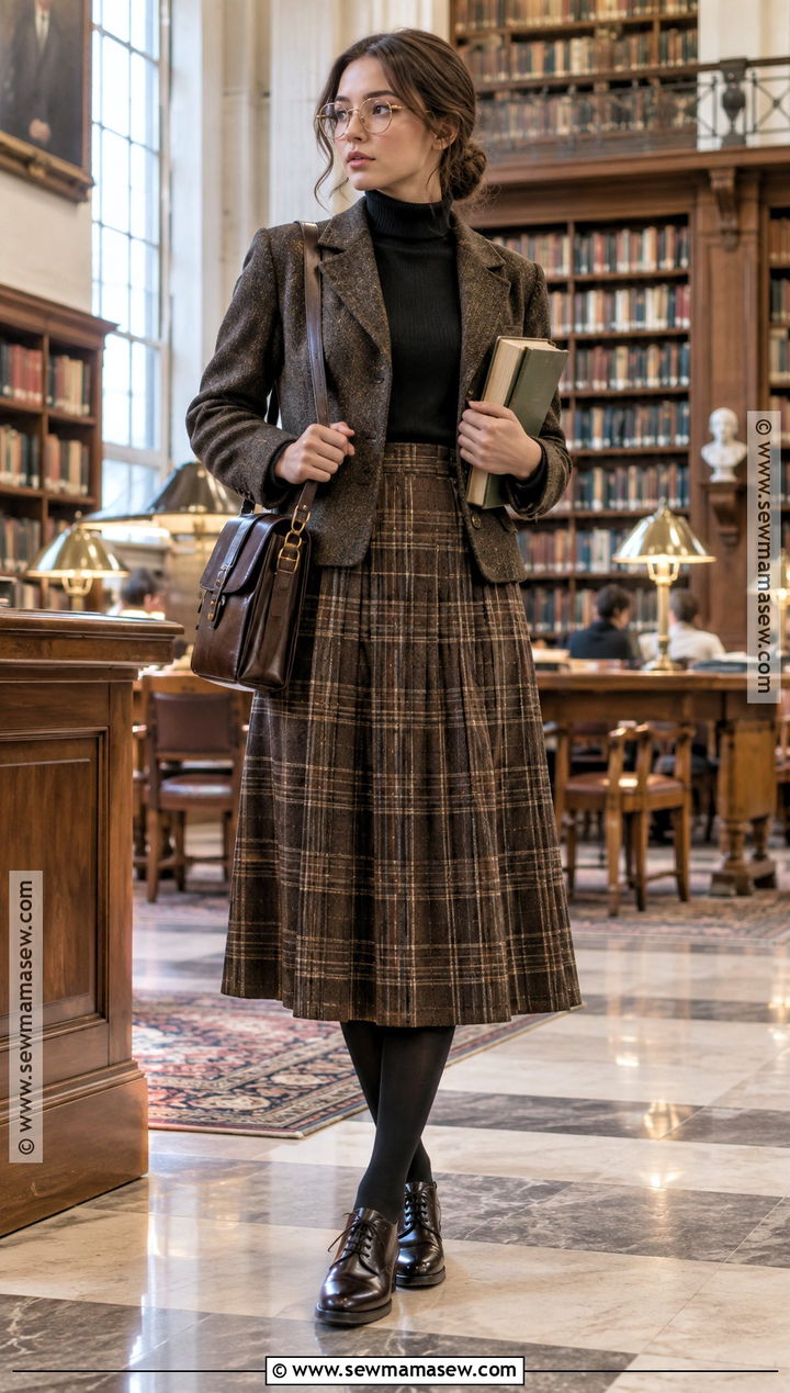 Dark Academia Fall Outfit With a Plaid Skirt - 25 fall outfit inspo aesthetic ideas