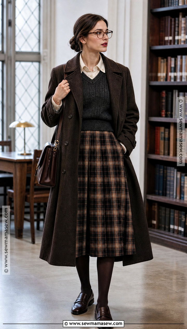 Dark Academia Halloween Outfit With Plaid Skirt - 35 Halloween Outfits for Women