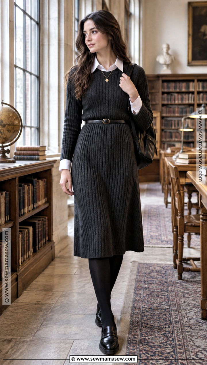 Dark Academia Knit Dress Outfit - 15 Back To School Outfits Dark Academia