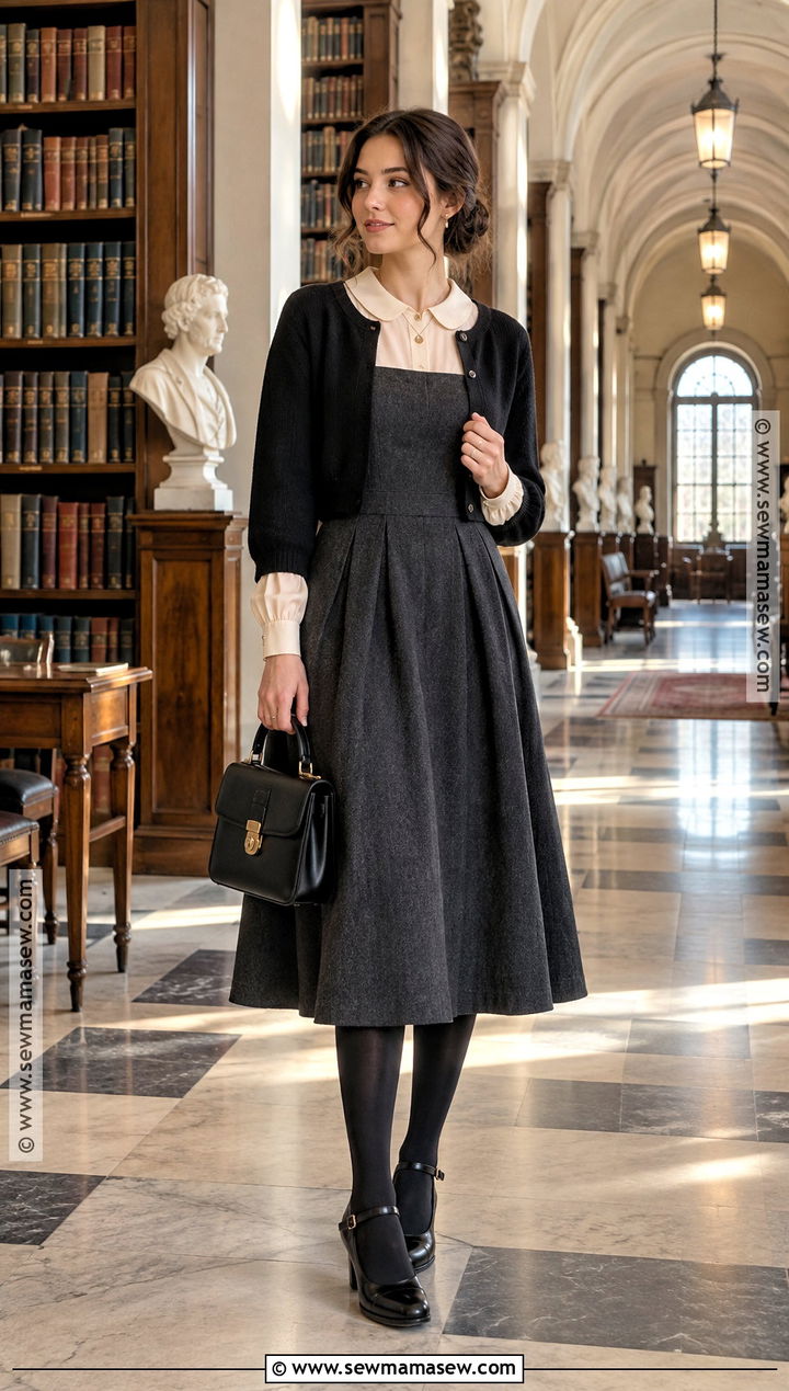 Dark Academia Pinafore Dress Outfit - 15 fall outfit academia ideas