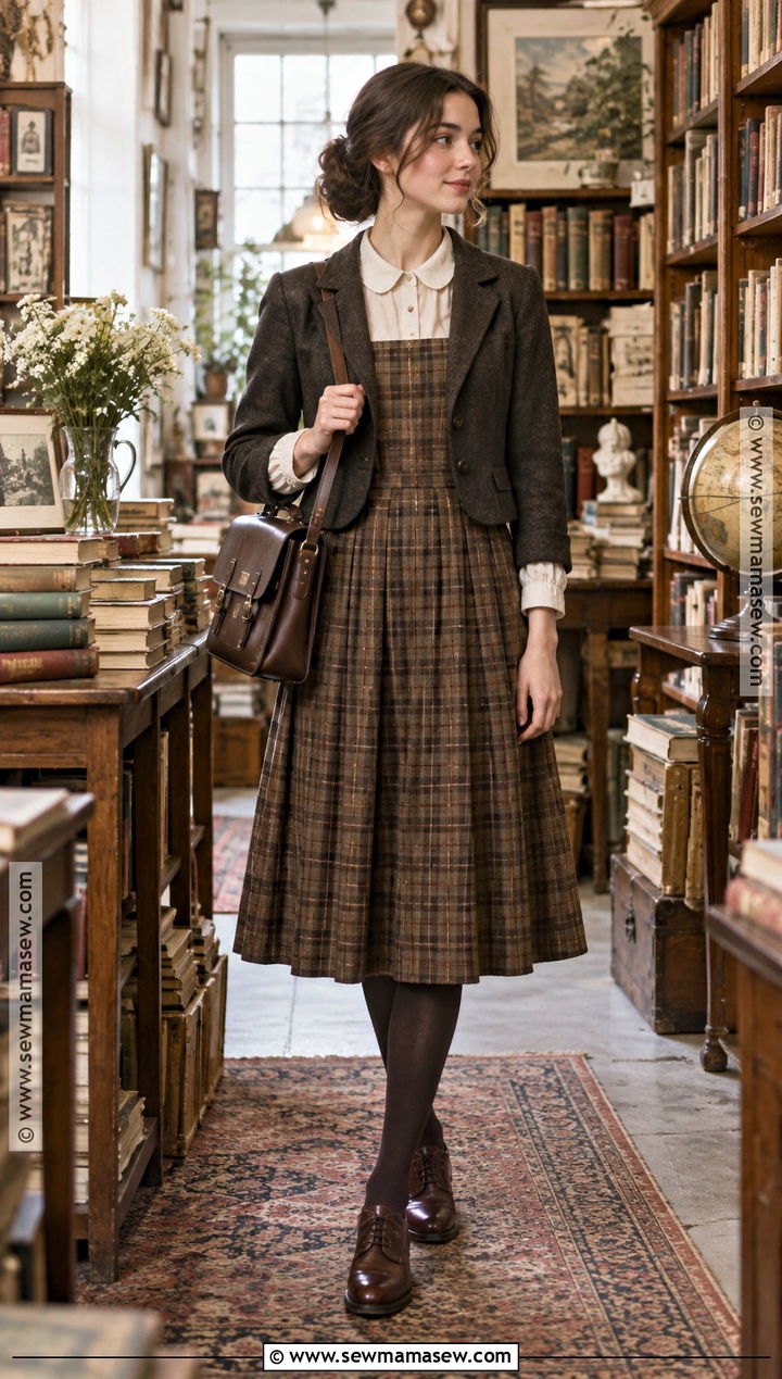Dark Academia Pinafore Dress Outfit - 20 Fall Outfits Dark Academia