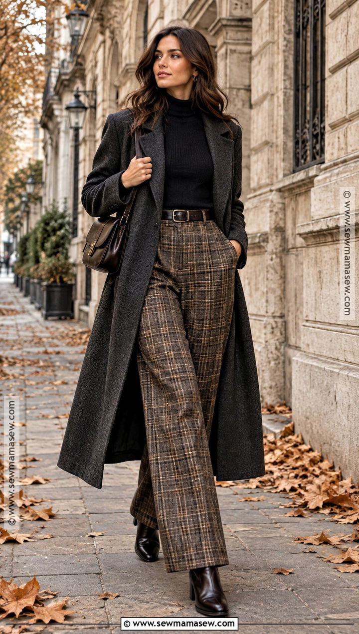 Dark Academia Plaid Pants And Turtleneck Outfit - 15 fall outfit academia ideas