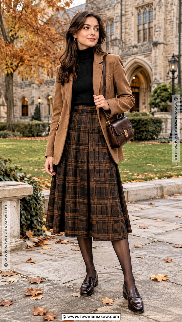 Dark Academia Plaid Skirt Outfit - 20 Fall Outfits Dark Academia