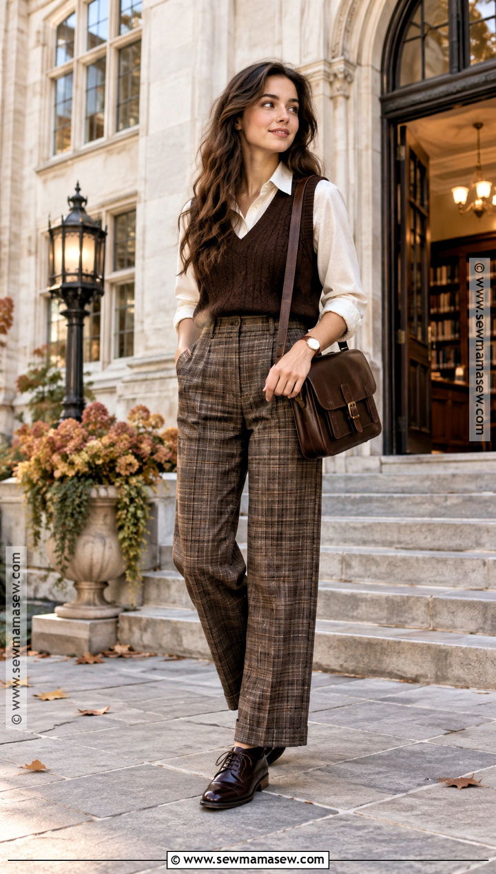 Dark Academia Sweater Vest And Trouser Outfit - 25 dark fall outfits