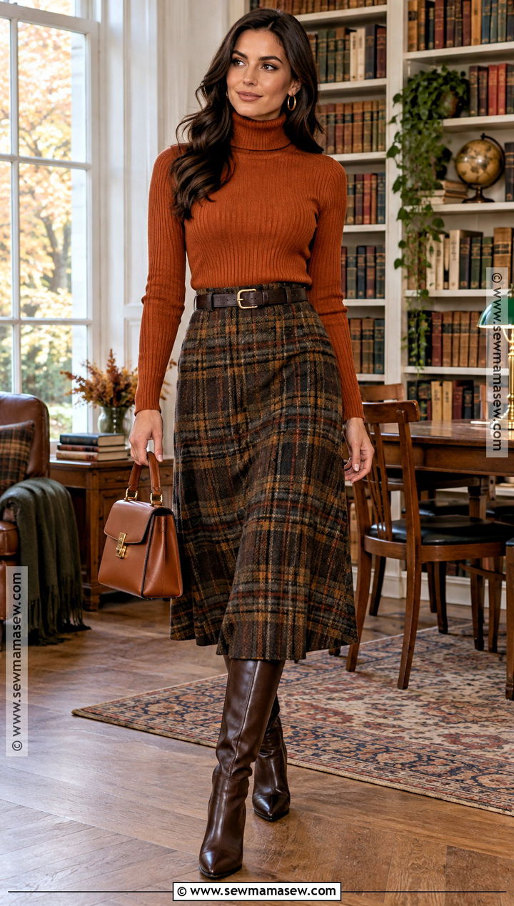 Dark Autumn Burnt Orange Turtleneck Outfit - 15 Dark Autumn Clothing Ideas