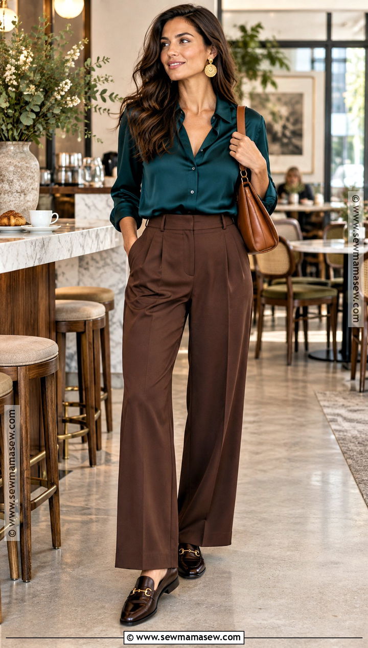 Dark Autumn Deep Teal Blouse Outfit - 15 Dark Autumn Color Clothes