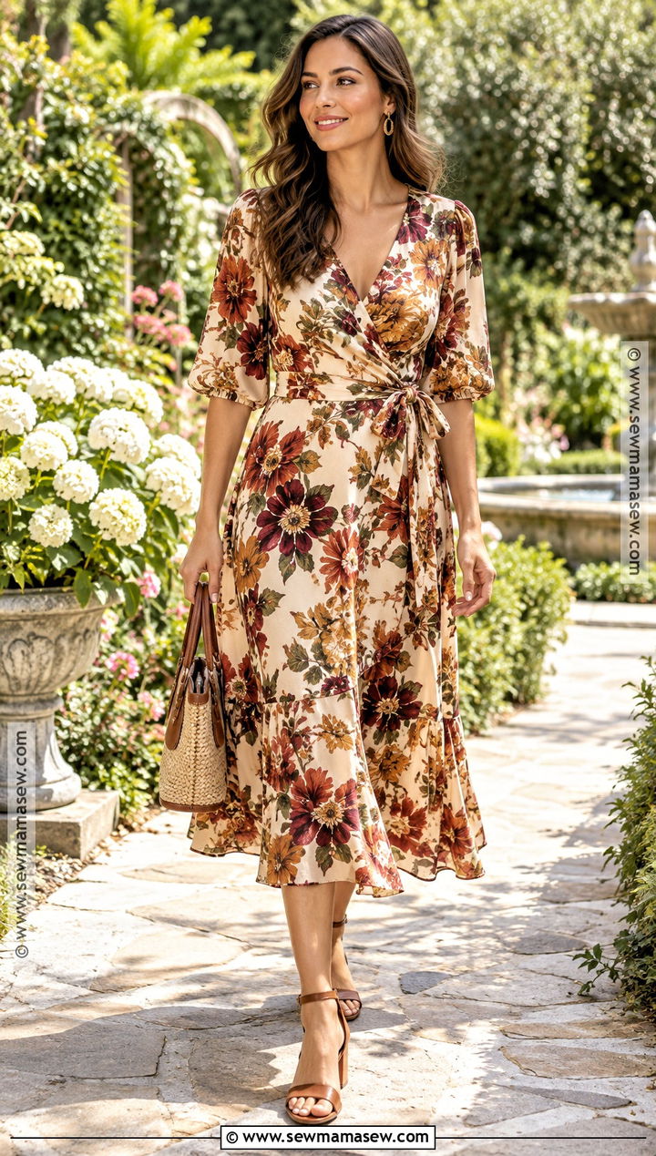 Dark Autumn Floral Midi Dress Outfit - 25 dark autumn outfits for summer