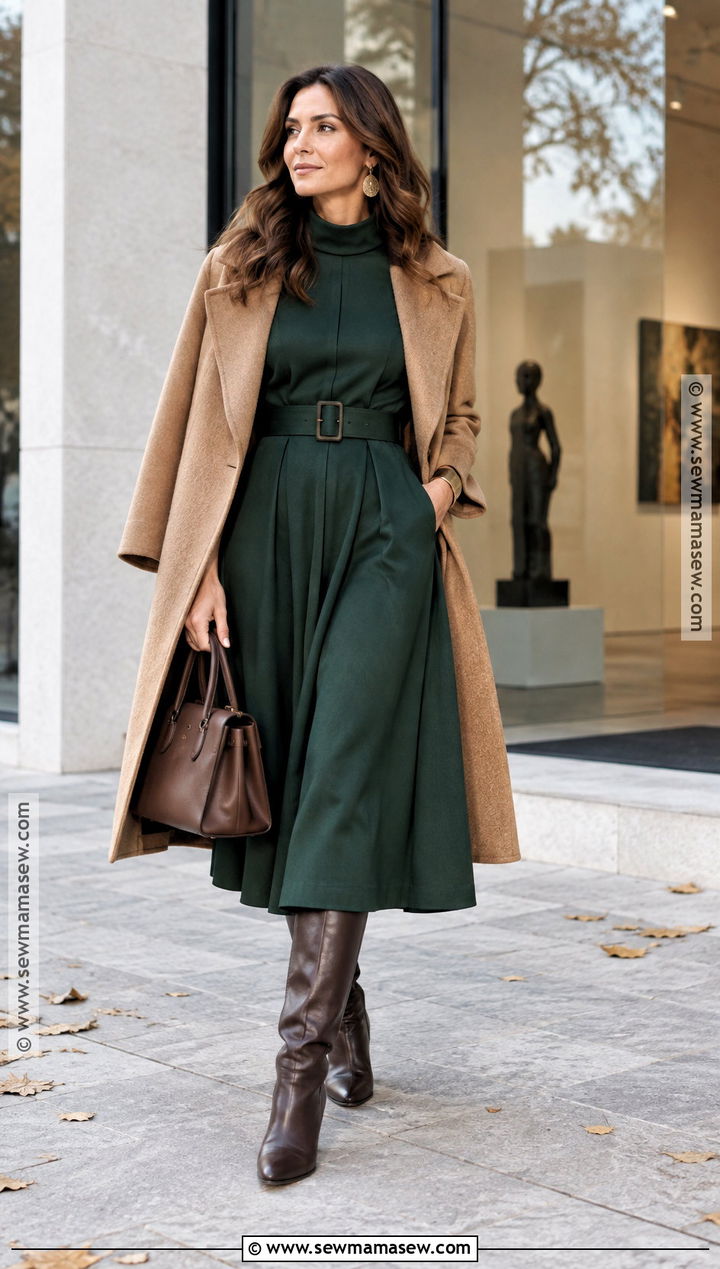 Dark Autumn Forest Green And Bronze Outfit - 15 dark autumn clothing palette ideas