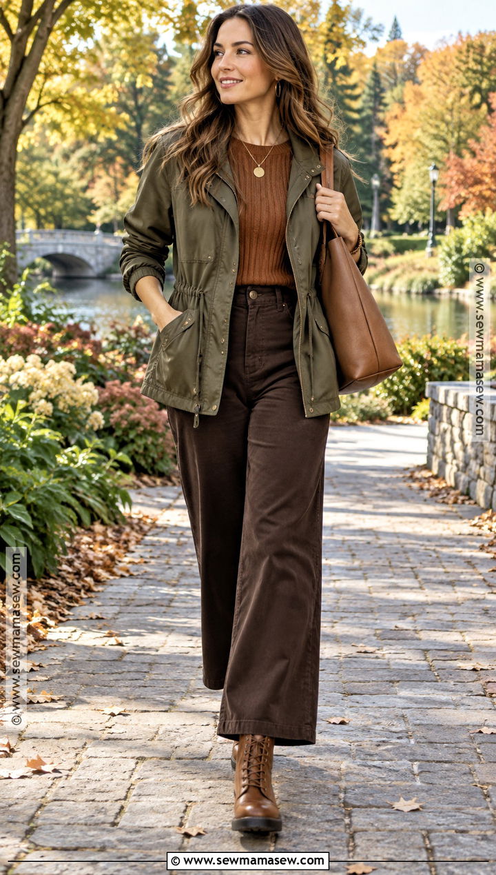 Dark Autumn Olive Utility Jacket Outfit - 15 Dark Autumn Clothing Ideas