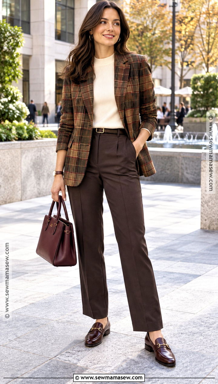 Dark Autumn Plaid Blazer Outfit - 25 dark autumn outfits