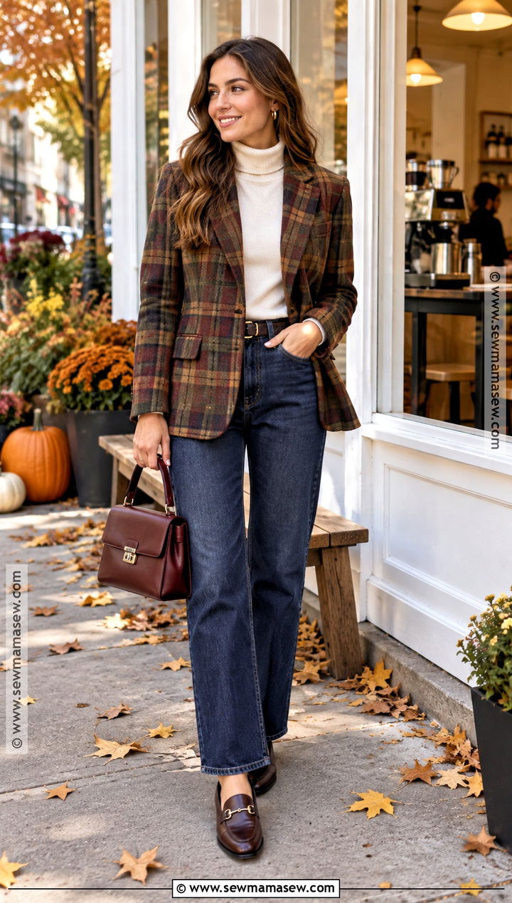 Dark Autumn Plaid Blazer Outfit - 15 Curate Your Style Dark Autumn Ideas