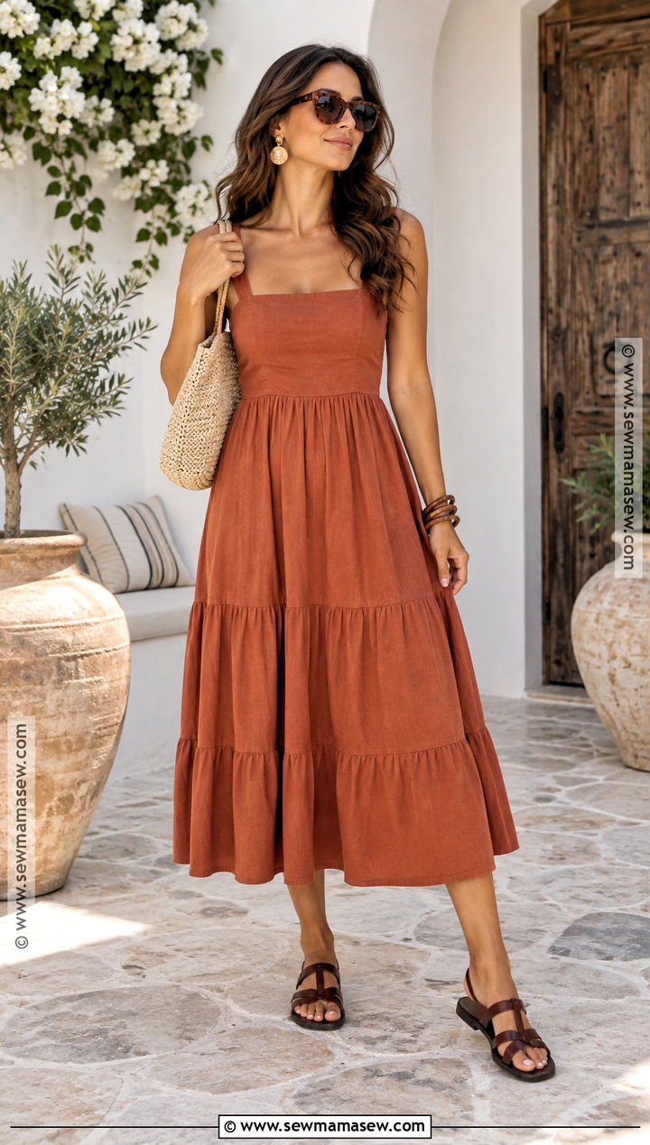Dark Autumn Terracotta Sundress Outfit - 25 dark autumn outfits for summer