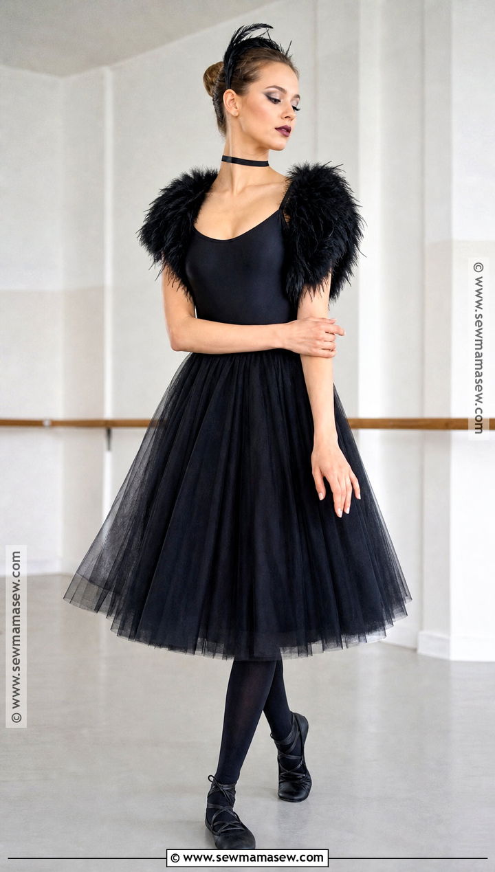 Dark Ballerina Costume With Feather Details - 30 edgy halloween costume ideas