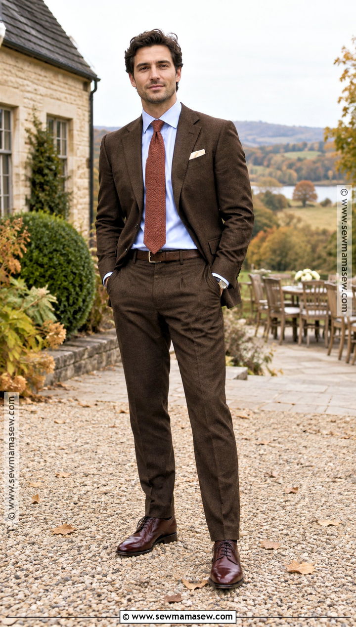 Dark Brown Suit Fall Wedding Attire - 20 mens fall wedding attire ideas