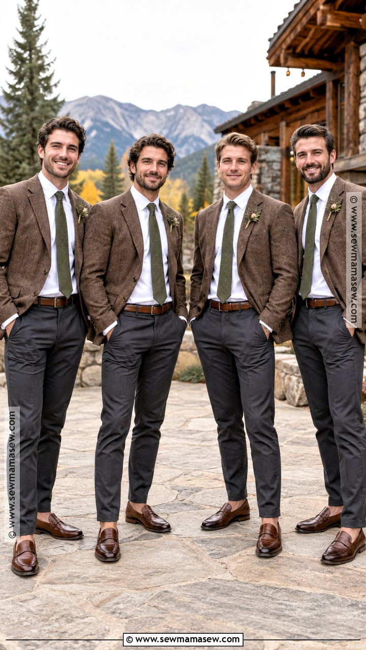 Dark Chinos With Wool Groomsmen Blazers - 20 groomsmen attire fall ideas
