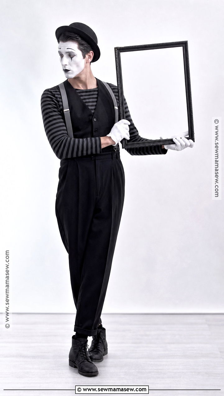Dark Circus Mime Costume With Striped Shirt - 35 dark halloween costumes