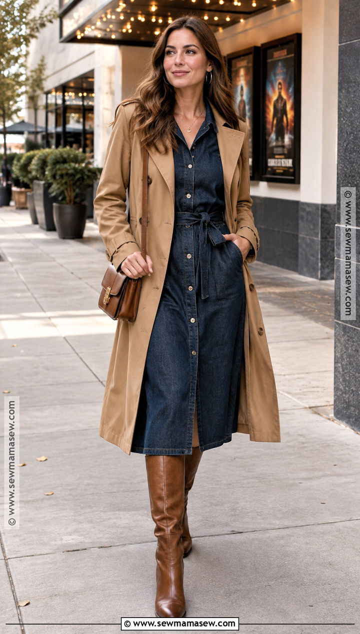 Dark Denim Shirt Dress Fall Date Night Outfit - 25 date night fall outfits