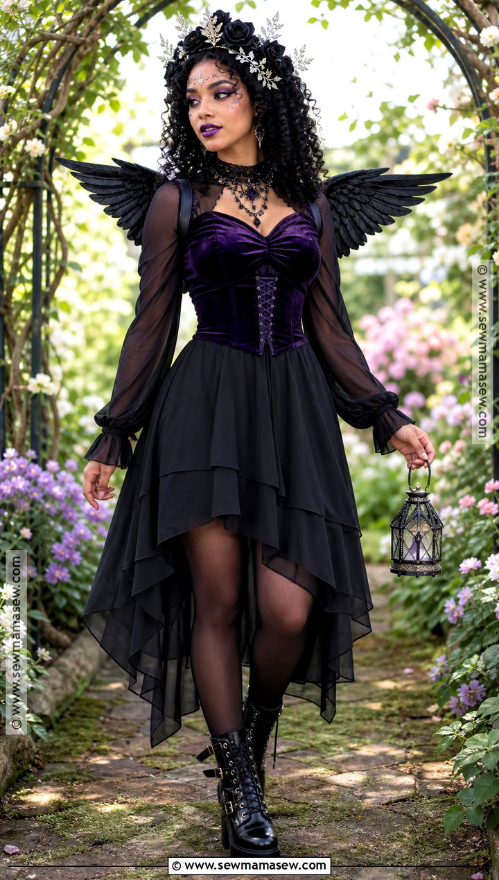 Dark Fairy Costume With Black Curls - 35 halloween costumes for black hair