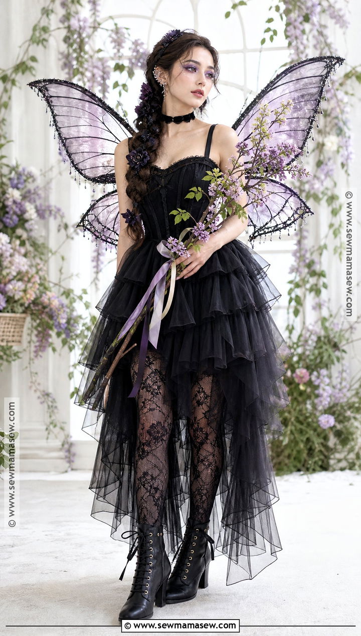 Dark Fairy Costume With Black Dress - 30 Black Dress Halloween Ideas