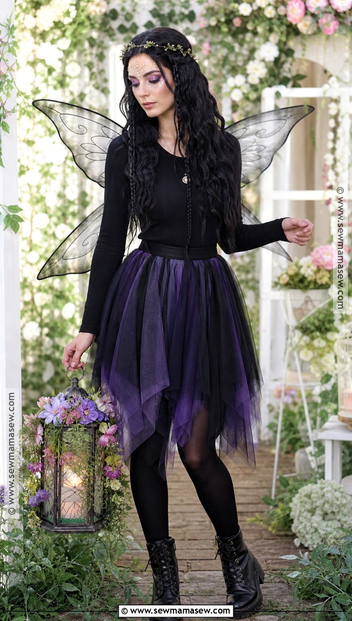 Dark Fairy Costume With Black Wings - 30 long black hair costume ideas