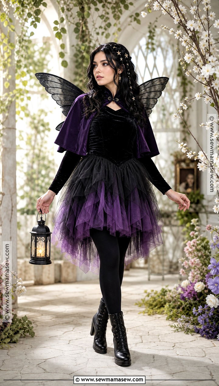 Dark Fairy Costume With Black Wings - 30 long black hair halloween costumes