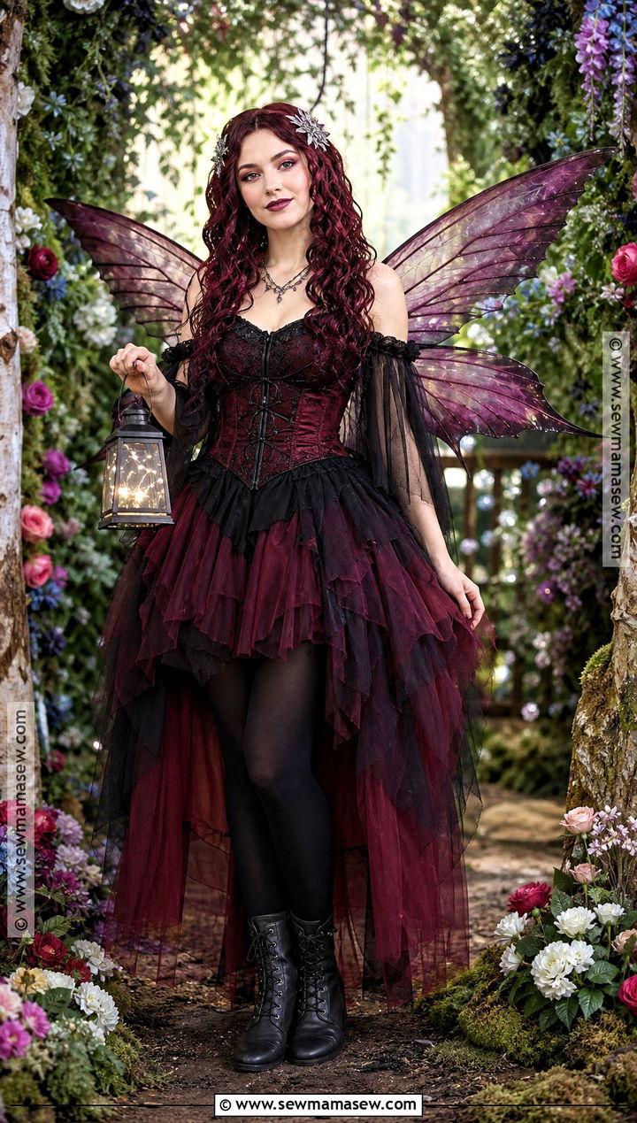 Dark Fairy Costume With Burgundy Wings - 30 dark red hair halloween costumes