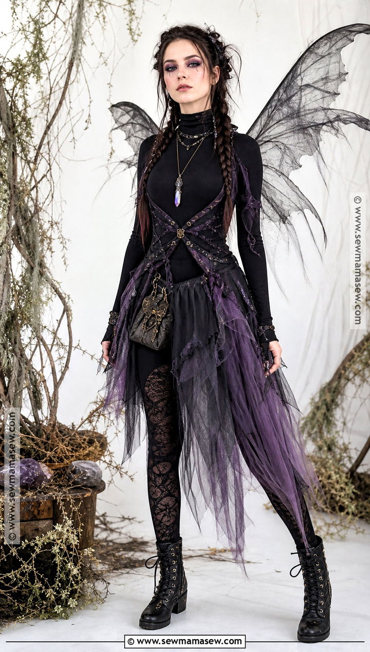 Dark Fairy Costume With Torn Tulle - 30 edgy halloween costume ideas