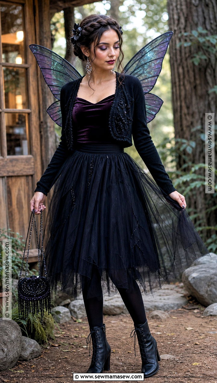Dark Fairy Halloween Outfit With Tulle Skirt - 35 Halloween Outfits for Women