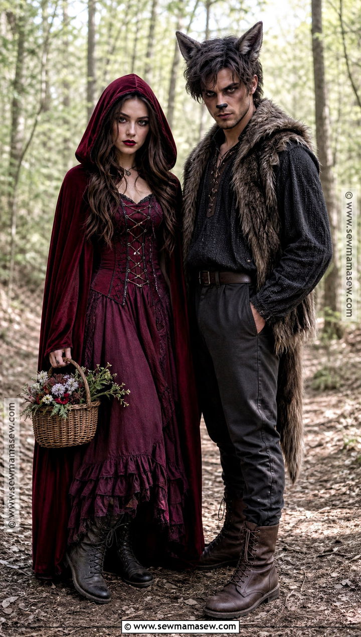 Dark Fairytale Wolf And Red Cape Costume - 30 scary couple costumes