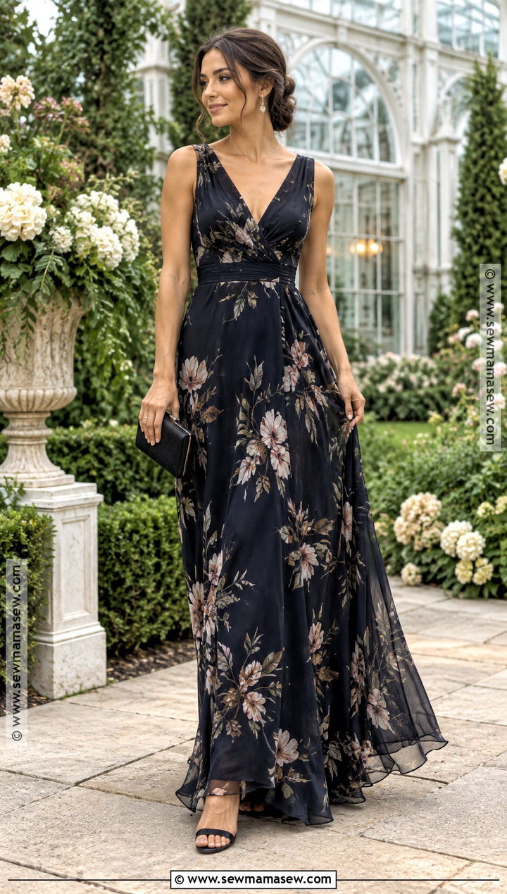 Dark Floral Black Tie Wedding Guest Dress - 15 Black Tie Wedding Guest Dress September Ideas