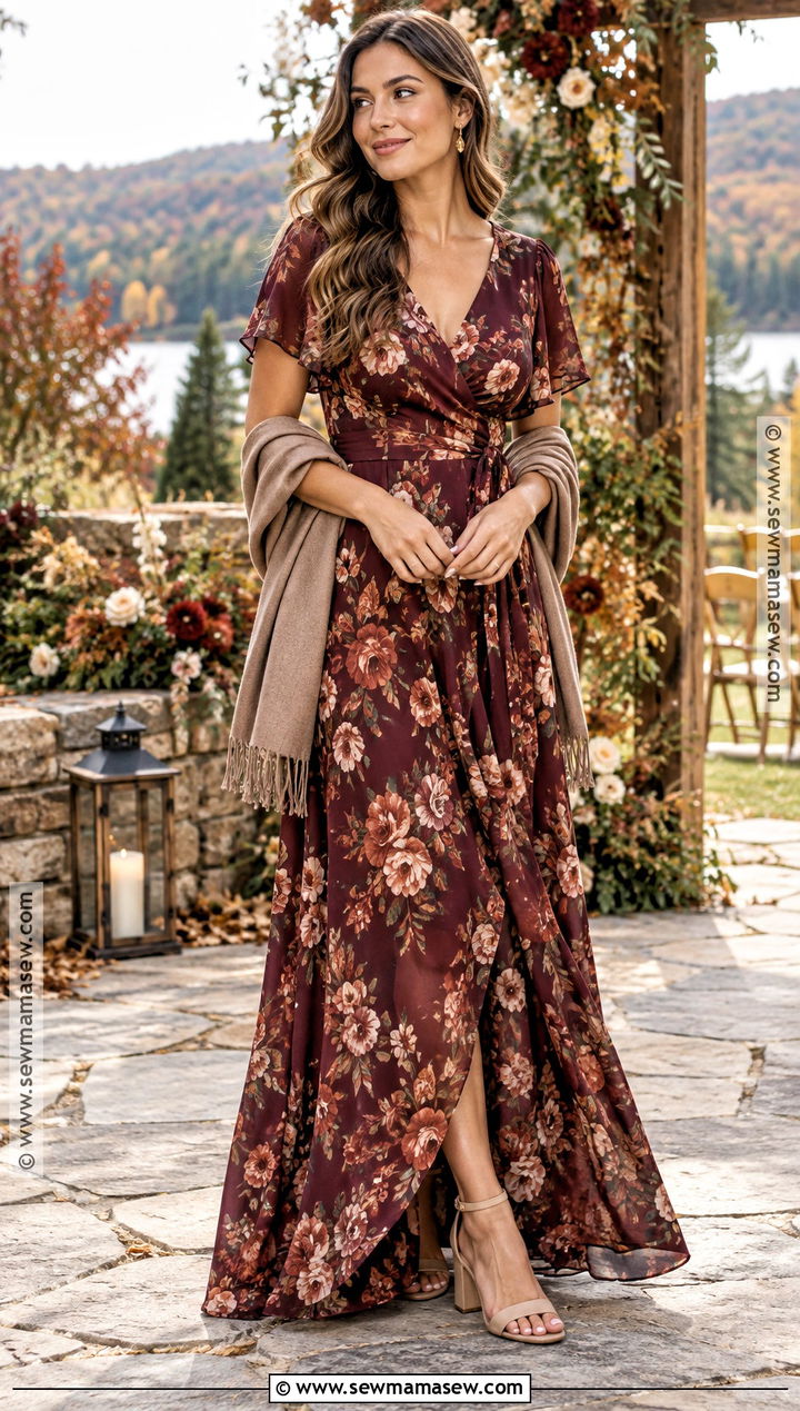 Dark Floral Boho Bridesmaid Dress - 15 Fall Boho Bridesmaid Dress Ideas