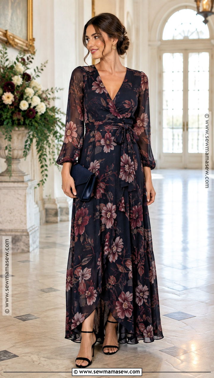 Dark Floral Bridesmaid Dress - 20 bridesmaid dresses fall wedding