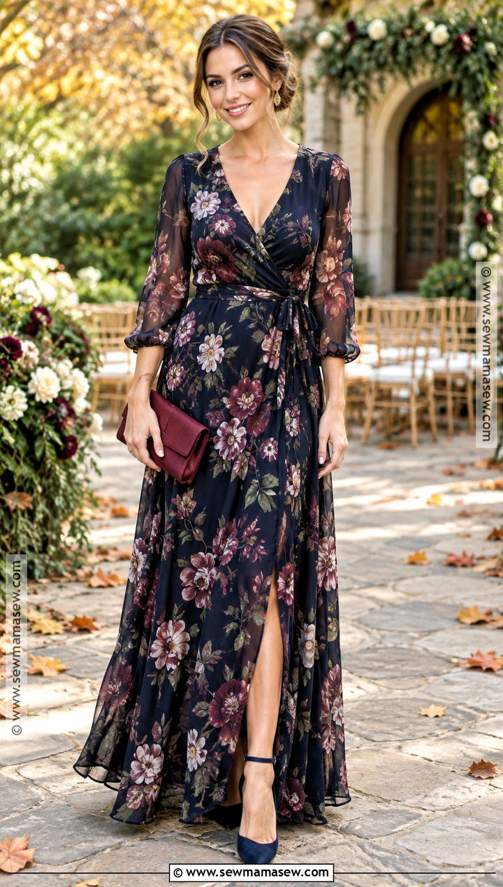 Dark Floral Bridesmaid Dress - 20 fall bridesmaids dresses