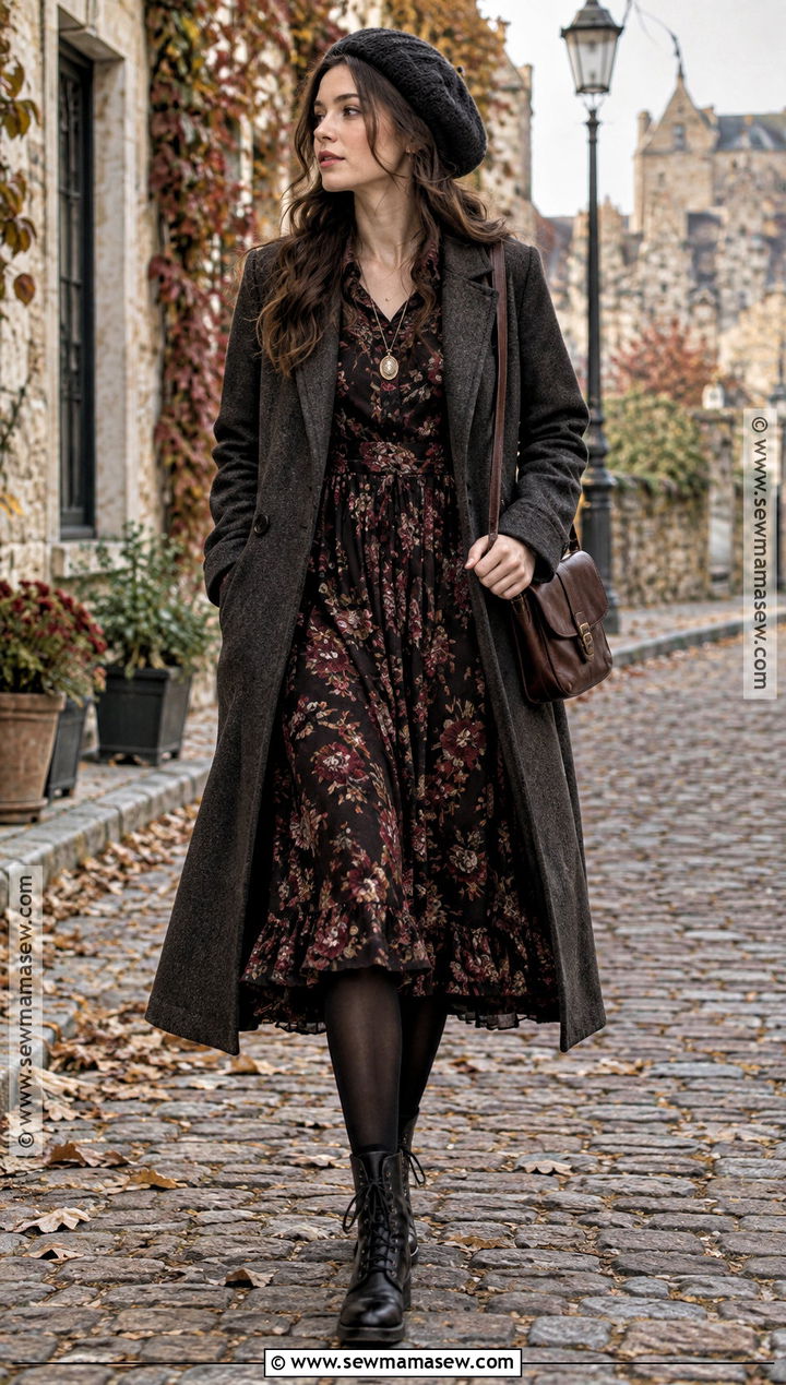 Dark Floral Dress Autumn Witch Outfit - 15 autumn witch aesthetic outfit ideas