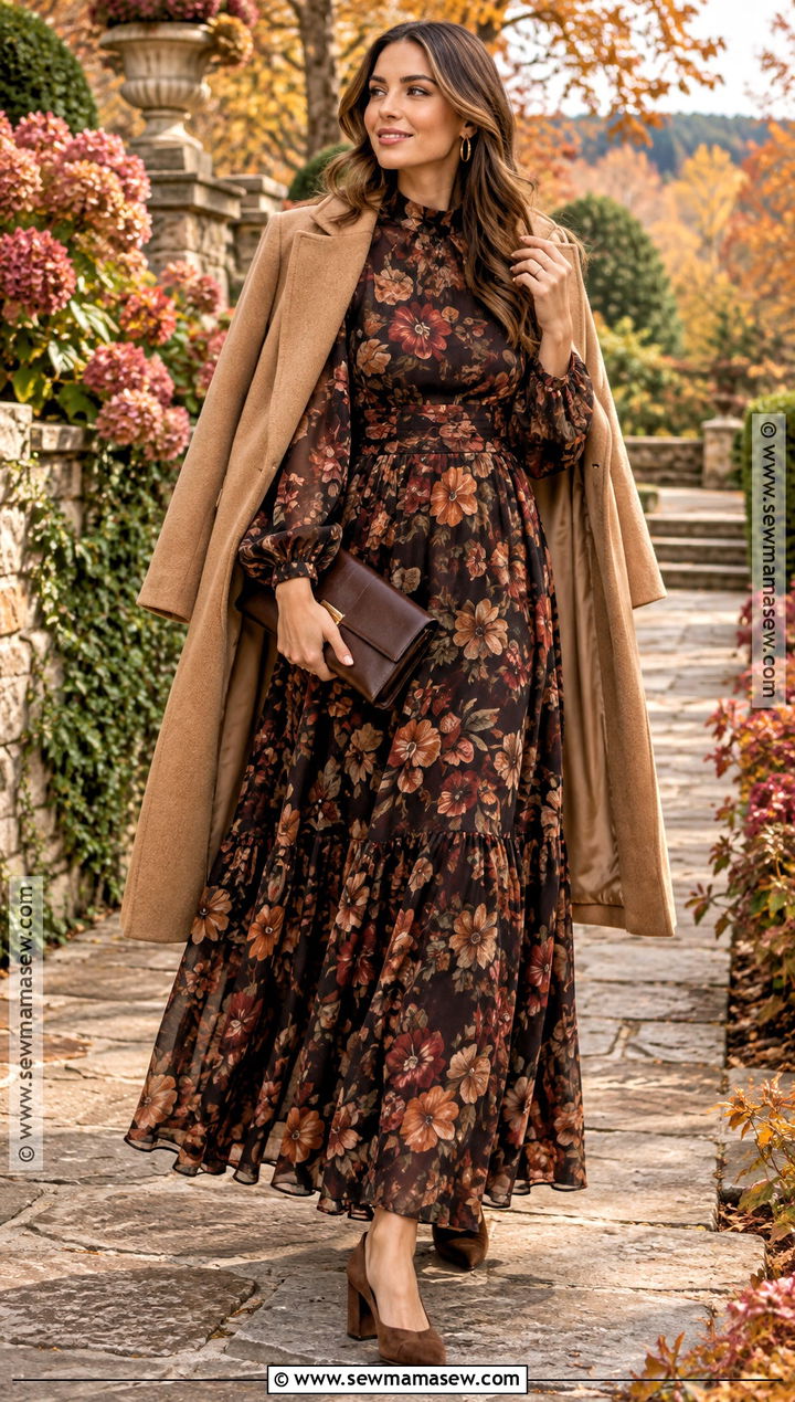Dark Floral Fall Wedding Guest Dress - 15 Fall Dresses Wedding Guest