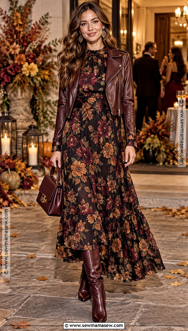 Dark Floral Maxi Party Dress - 15 Fall Dresses For Party