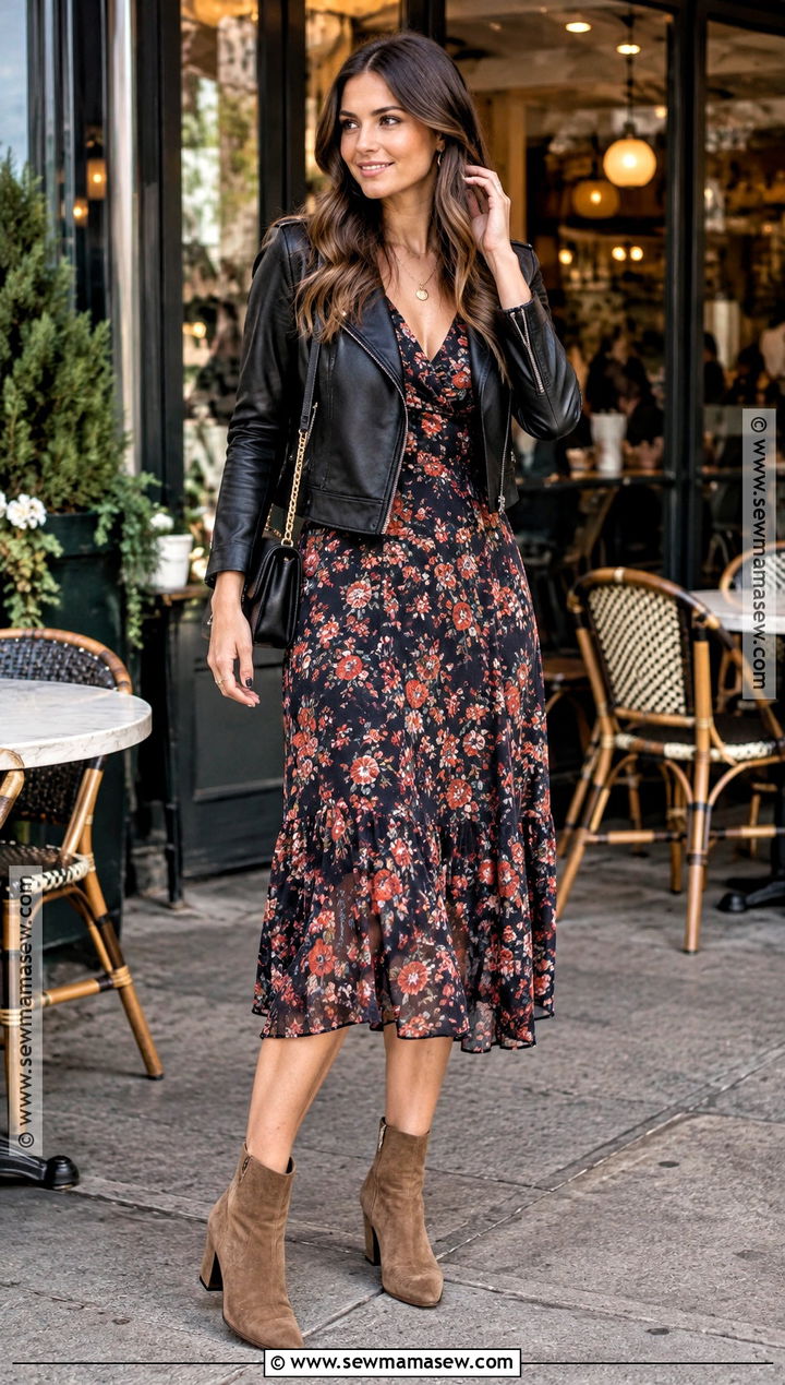 Dark Floral Midi Dress Birthday Outfit - 25 fall birthday outfits