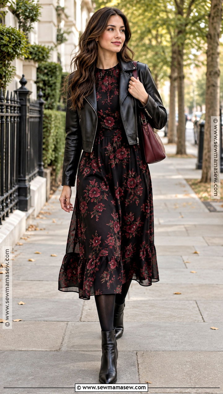 Dark Floral Midi Dress Outfit - 15 fall 2026 casual dresses