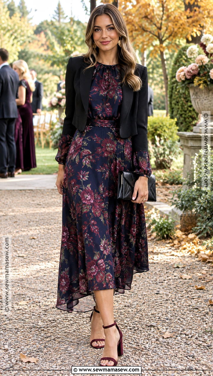 Dark Floral October Wedding Guest Dress - 20 october wedding dresses guest