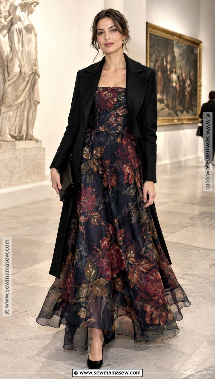 Dark Floral Organza Gown - 25 fall formal dresses